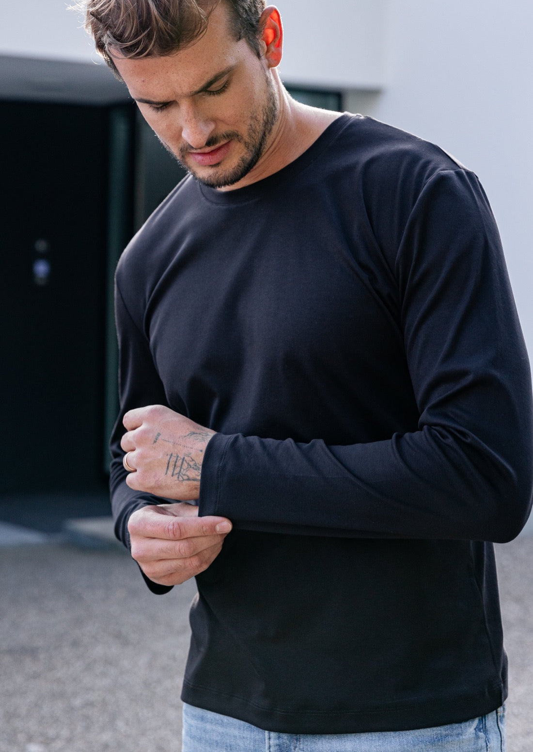 pánské černé tričko s dlouhým rukávem