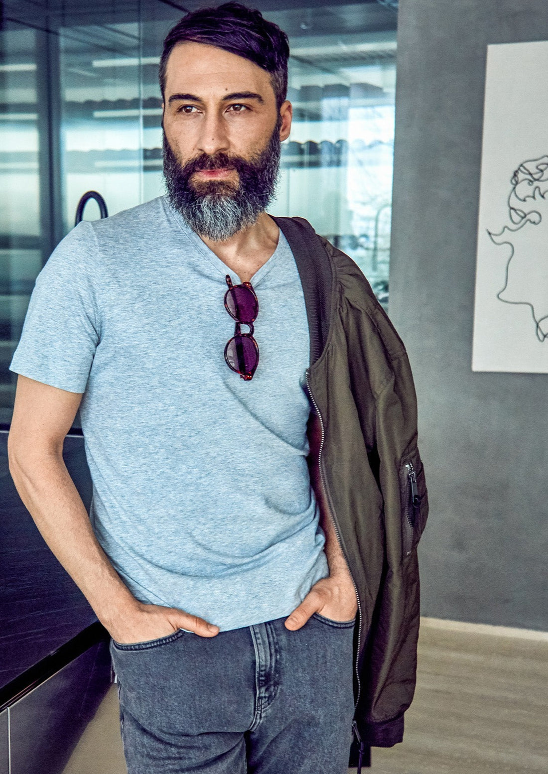 pánské šedé tričko, men&